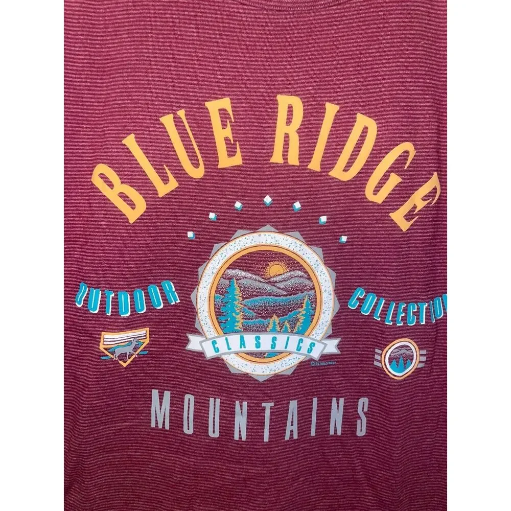 Vintage Blue Ridge Shirt Outdoor Collection Classics Mountains Red Tee Striped L